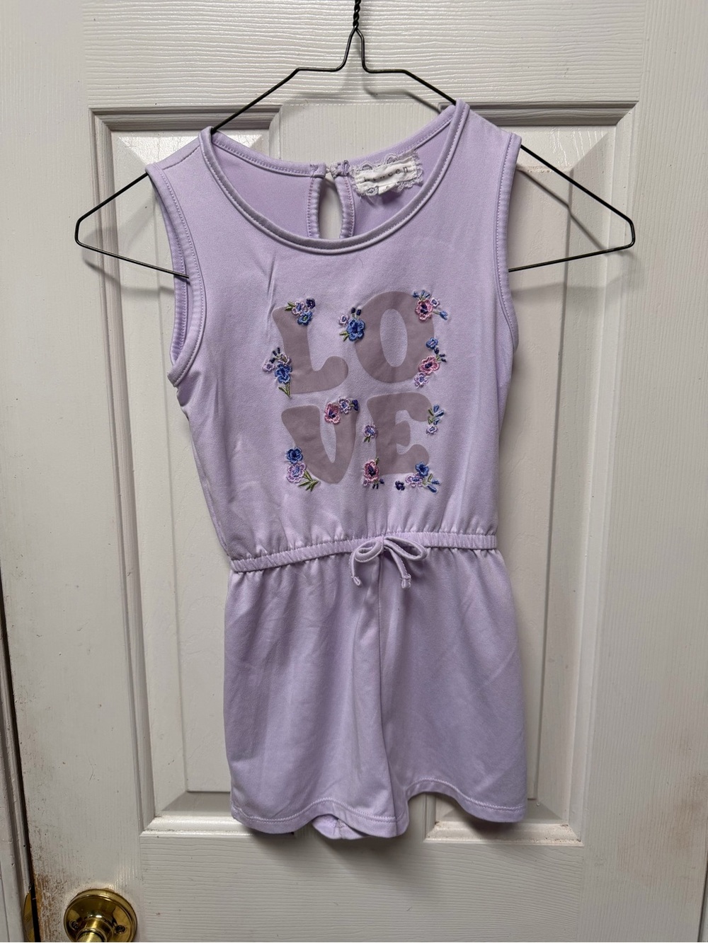 btween Lavender Sleeveless 'LOVE' Romper with Floral Embroidery 6